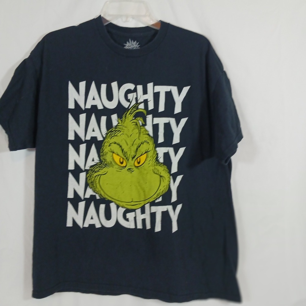The Grinch Graphic T-Shirt Mens XL Black Excellent Naughty Christmas Dr Seuss